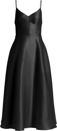 Alberta Ferretti Abito midi con spalline sottili - Nero