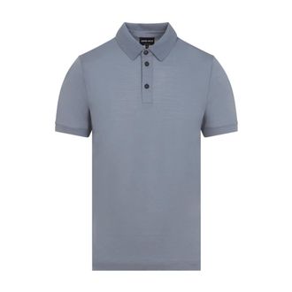 Giorgio Armani Polo Shirts, male, Blue, Size: XL Pure Virgin-Wool Piqu&eacute; Polo Shirt