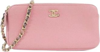 Chanel Pre-owned Goatskin Chain Wallet - Dames - Vintage Schoudertas - Roze - ONE Size - Leer - Vintage