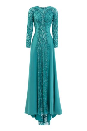Saiid Kobeisy Embroidered Geometric Crepe Dress