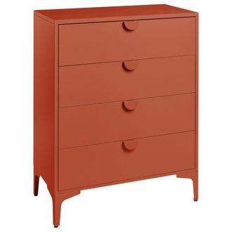 Beliani C&oacute;moda Industrial De Acero Pintado Con 4 Cajones Mueble De Almacenaje Para Oficina En Casa Marr&oacute;n Dorado Ardura