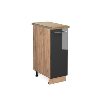 Vicco Armario De Farmacia Fame-line, Antracita Alto Brillo, 30 Cm, Et Roble