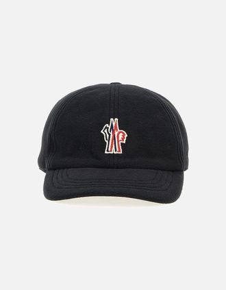 Moncler Mens Moncler Grenoble Logo Patch Fleece Cap in Black - Size: M