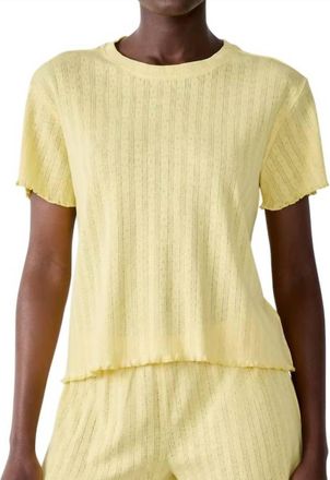 Leset Pointelle Slim Fit Tee In Pale Yellow