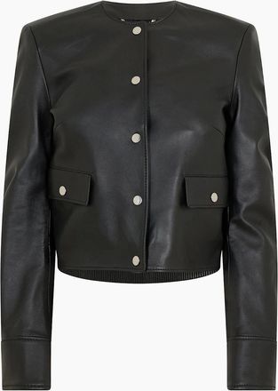 HUGO BOSS Womens Womens 10232509 01 Leather Jacket - Black - Size: 10