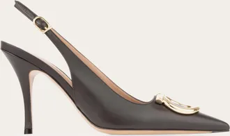 Ferragamo Women Maxi Gancini slingback Brown Size 10.5
