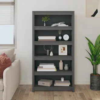 vidaXL Vidaxl - Estanter&iacute;a Madera Maciza De Pino Gris 80x35x154 Cm