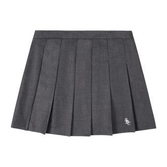 Sporty & Rich Short Skirts, female, Gray, Size: XS SRC Wool School Skirt