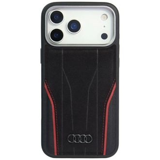 OEM Funda Magsafe De Piel Aut&eacute;ntica Audi R8 Para Iphone 17 Pro - Negra Y Roja