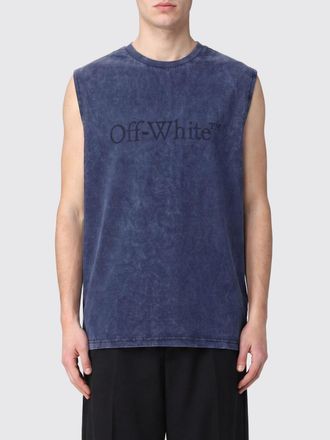Off-white Cotton Tank Top with Crew Neck and Tone-on-Tone Logo
