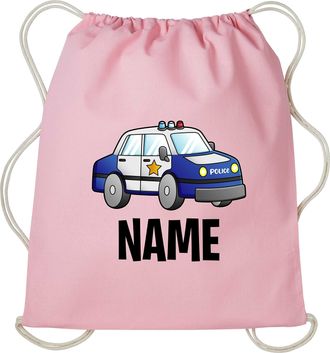 Generic Personalised Your Name Police Car Gymsac Bag, Gym/Sports/School Unisex PE Kit Drawstring Bag (LIGHTPINK)