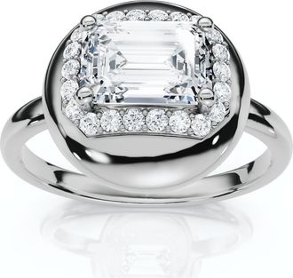 Pompeii3 1 1/10Ct Emerald Diamond Button Ring 14k Gold or Platinum Lab Grown EF/VS