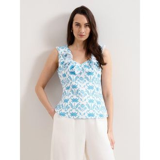Phase Eight Rhona Linen Blouse in Blue at Nordstrom, Size 10