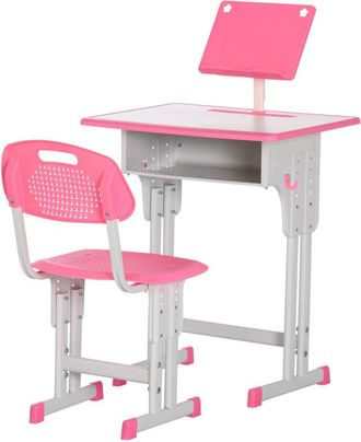 HOMCOM Banchetto Scuola per Bambini 6-12 Anni Sedia Altezza Regolabile Rosa