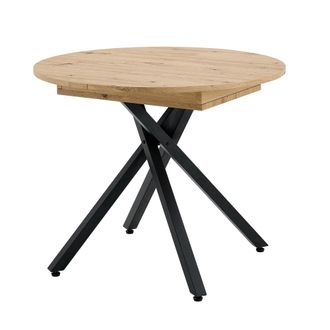 Pondecor Interiorismo Mesa redonda ONTARIO sobre MDF roble y patas metal negro