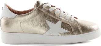 Dune London Womens Ladies Edriss - Star Motif Lace Up Trainers - Gold Leather - Size UK 3
