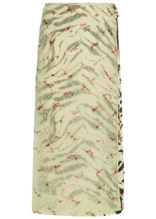 Ganni Zebra-print Layered Satin Maxi Wrap Skirt - Multicoloured - 38 (UK10 / S)