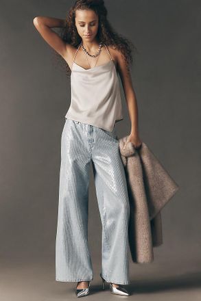 Pilcro Sequin Skater High-Rise Wide-Leg Jeans