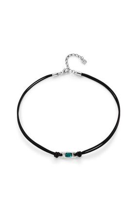 UNOde50 Green Crystal Leather Necklace in Silver at Nordstrom