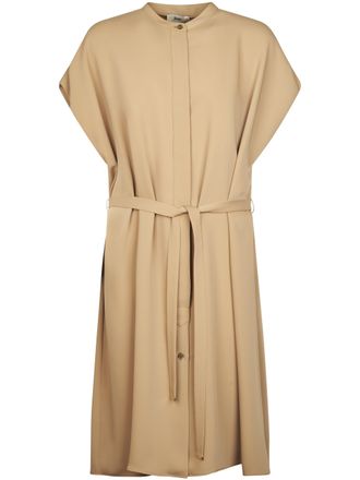 Herno Flowing Camel Dress with Concealed Button Placket