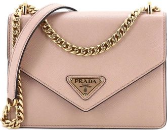 Prada Envelope Flap Chain Shoulder bag Saffiano Leather Small crossbody bag - Toni neutri