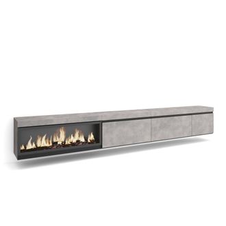 Skraut Home Skraut Home - Mueble Tv, Televisi&oacute;n, Muebles De Sal&oacute;n, Almacenaje, 317x45x35 Cm, Chimenea El&eacute;ctrica Xxl, Colgado, Suspendido, Estilo Moderno, Gris Cem
