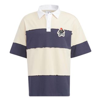 adidas x CHARR Short Sleeve Polo Shirt Cream White Navy HR3467