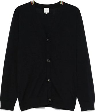 Paul Smith Blauwe V-hals Trui Geribbelde Boorden - Heren - Vesten - Blauw - L - Truien & Vesten
