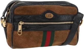 Gucci Pre-owned Vintage Suede Shoulder Bag - Dames - Vintage Schoudertas - Bruin - ONE Size - Leer - Vintage