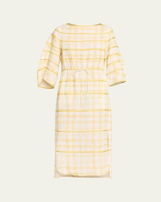 Rosie Assoulin Ribbon-Embellished Plaid Midi Caftan