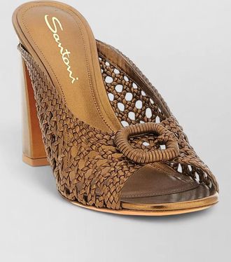 Santoni luce mules block heel open toe