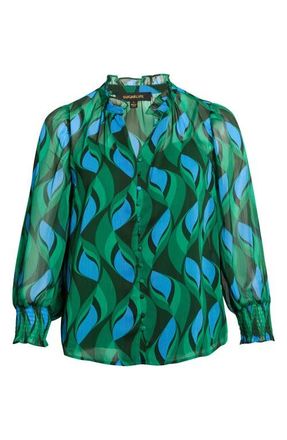 Sugarlips Tommie Long Sleeve Top in Emerald-Blue at Nordstrom, Size 2X
