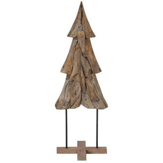 vidaXL &Aacute;rbol De Navidad Marr&oacute;n 121 Cm Madera De Teca Maciza Vidaxl