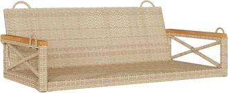 vidaXL Banco Columpio De Rat&aacute;n Sint&eacute;tico Beige 109x62x40 Cm Vidaxl