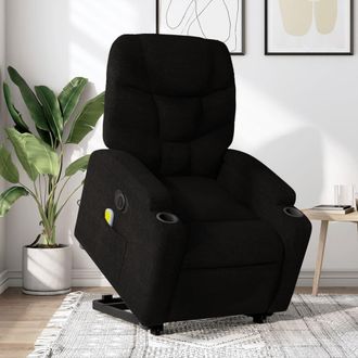 vidaXL Sill&oacute;n De Masaje El&eacute;ctrico Reclinable Elevable Tela Negro Vidaxl