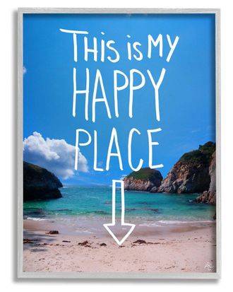 Stupell Industries My Happy Place Summer Beach Framed Giclee Wall Art By K. Kaufman