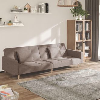 vidaXL Vidaxl - Sof&aacute; Cama De 2 Plazas Con Dos Almohadas Tela Gris Taupe