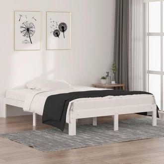 vidaXL Estructura De Cama Doble Sin Colch&oacute;n Blanco 135x190 Cm Vidaxl