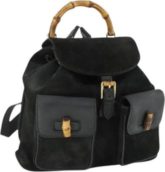 Gucci Pre-owned Backpacks, female, Black, Size: ONE SIZE Pre-owned Suede Backpack