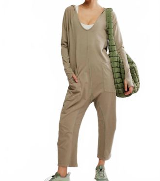 Free People Hot Shot Long Sleeve Onesie In Sage Stone