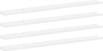 vidaXL Estantes De Pared 4 Unidades Blanco Brillo 115x9x3 Cm Vidaxl