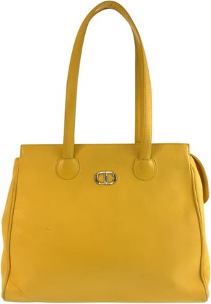 Dior Yellow Leather Shoulder Bag Tote Bag (Pre-Owned)