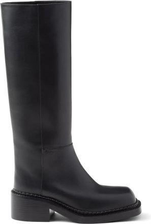 Prada Black 55 Leather Knee-High Boots - Womens - Leather