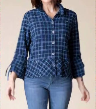 Habitat Windowpane Ruched Sleeve Jacket In Navy