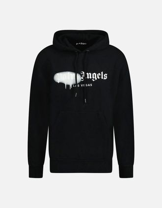 Palm Angels Mens Palm Angels Las Vegas Sprayed Logo Hooded Sweatshirt Black - Size: 42