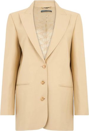 Alberta Ferretti Jas met revers - Dames - Blazers - Beige - S - Linnen - Jassen