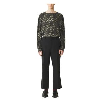 Lanvin Satin Detail Straight Trousers - male - Lanvin - Straight Trousers - Black - M - Trousers