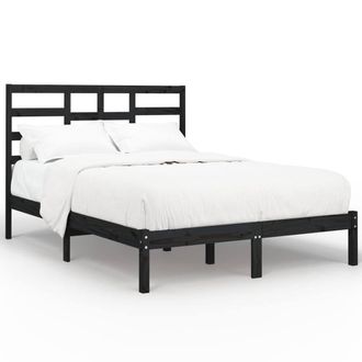 Berkfield Home Bed Frame Black Solid Wood 140x190 cm