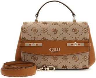 Guess Tassen, Dames, Beige, ONE Size, Polyester, Melinda Top Handle Flap Bag