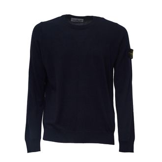 Stone Island Ribbed Crew Neck Sweater In Pure Rws Wool